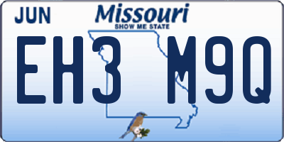 MO license plate EH3M9Q