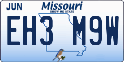 MO license plate EH3M9W