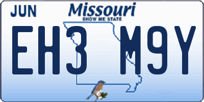 MO license plate EH3M9Y