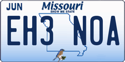 MO license plate EH3N0A
