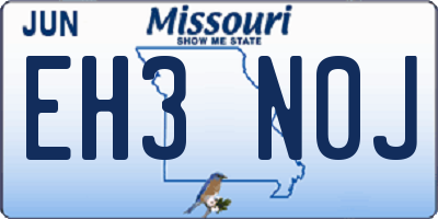 MO license plate EH3N0J