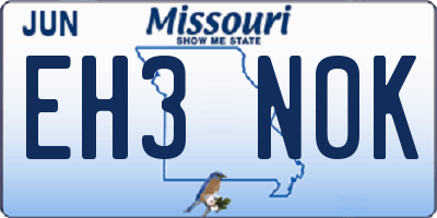 MO license plate EH3N0K