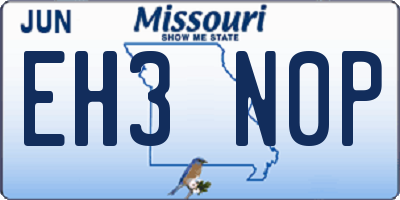 MO license plate EH3N0P
