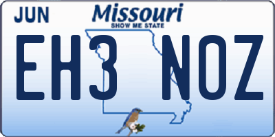 MO license plate EH3N0Z
