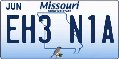MO license plate EH3N1A