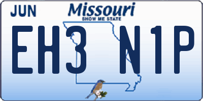 MO license plate EH3N1P