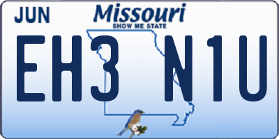 MO license plate EH3N1U