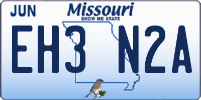 MO license plate EH3N2A