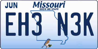 MO license plate EH3N3K