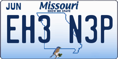 MO license plate EH3N3P