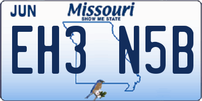 MO license plate EH3N5B