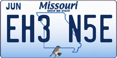 MO license plate EH3N5E