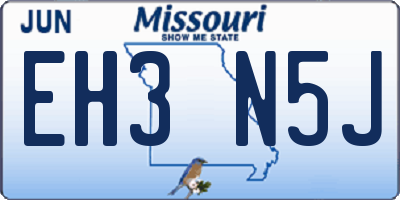 MO license plate EH3N5J