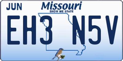 MO license plate EH3N5V