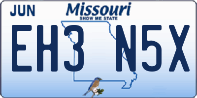 MO license plate EH3N5X