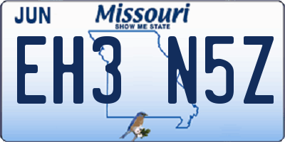 MO license plate EH3N5Z