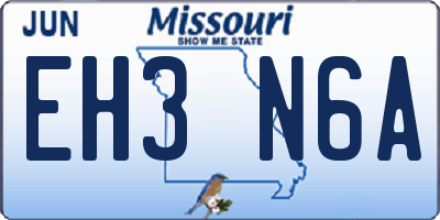 MO license plate EH3N6A