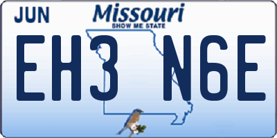 MO license plate EH3N6E