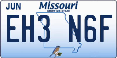 MO license plate EH3N6F
