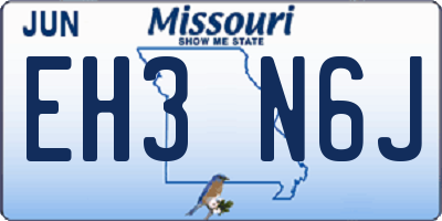 MO license plate EH3N6J