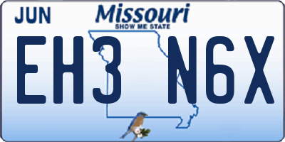 MO license plate EH3N6X