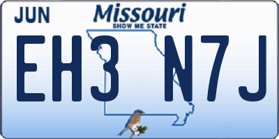 MO license plate EH3N7J