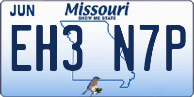 MO license plate EH3N7P