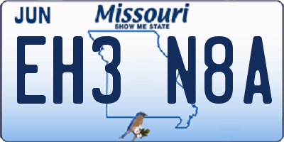 MO license plate EH3N8A