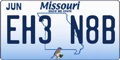 MO license plate EH3N8B