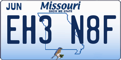 MO license plate EH3N8F