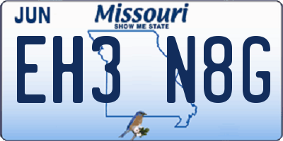 MO license plate EH3N8G