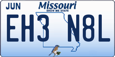 MO license plate EH3N8L