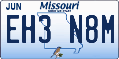 MO license plate EH3N8M