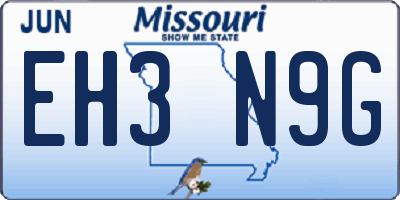 MO license plate EH3N9G