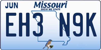 MO license plate EH3N9K
