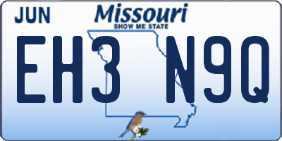 MO license plate EH3N9Q