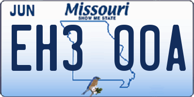 MO license plate EH3O0A