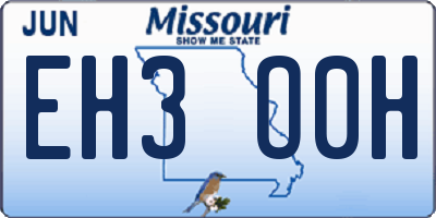 MO license plate EH3O0H