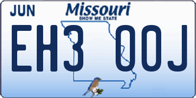 MO license plate EH3O0J