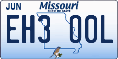 MO license plate EH3O0L
