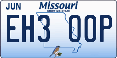 MO license plate EH3O0P