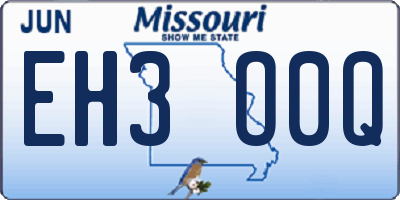 MO license plate EH3O0Q