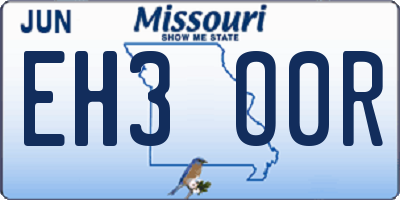 MO license plate EH3O0R