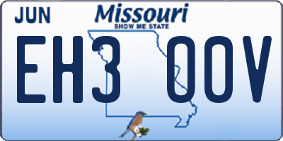 MO license plate EH3O0V