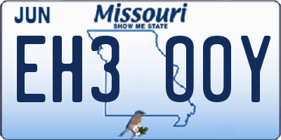 MO license plate EH3O0Y