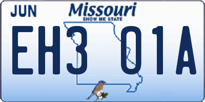 MO license plate EH3O1A