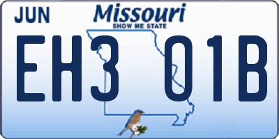 MO license plate EH3O1B