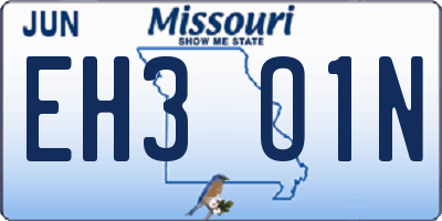 MO license plate EH3O1N
