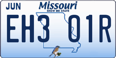 MO license plate EH3O1R