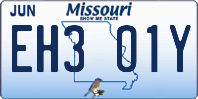 MO license plate EH3O1Y